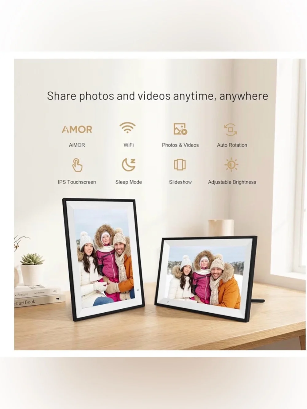 Digital Photo Frame with Black Frame - Smart WiFi Display